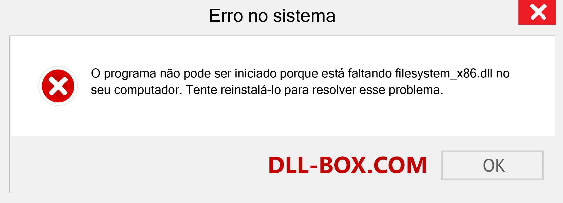 Arquivo filesystem_x86.dll ausente ?. Download para Windows 7, 8, 10 - Correção de erro ausente filesystem_x86 dll no Windows, fotos, imagens